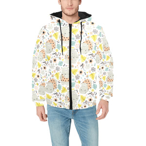 Hippopotamus Pattern Print Design 05 Men's Padded Hooded Jacket(ModelH42)