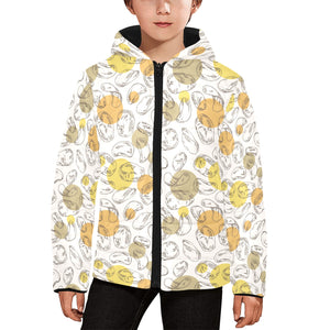 Potato Chips Pattern Print Design 02 Kids' Boys' Girls' Padded Hooded Jacket