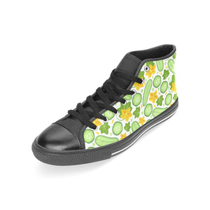 Cucumber Pattern Women's High Top Canvas Shoes Black