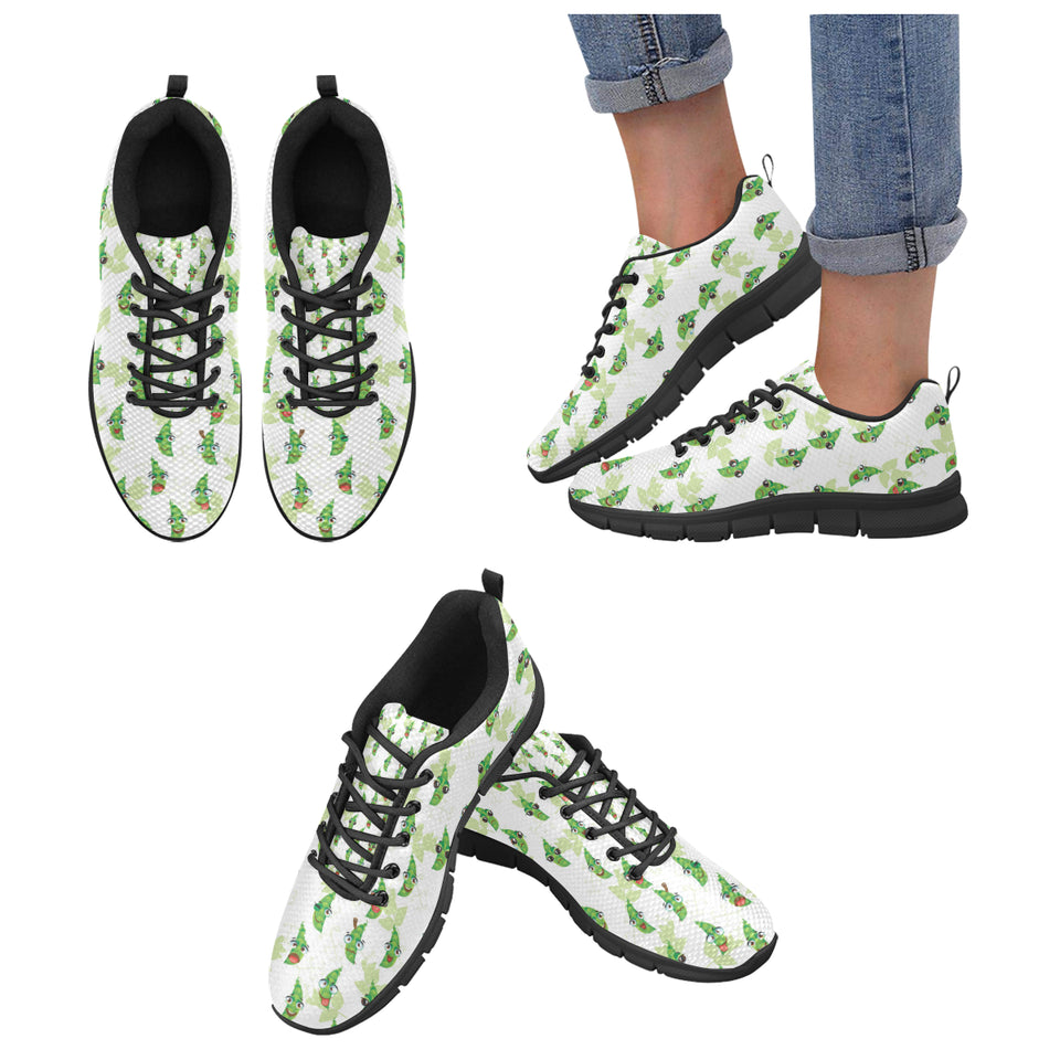 Green Peas Pattern Print Design 04 Women's Sneakers Black