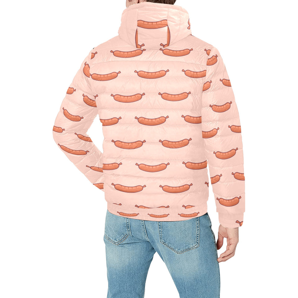 Sausage Pattern Print Design 01 Men's Padded Hooded Jacket(ModelH42)