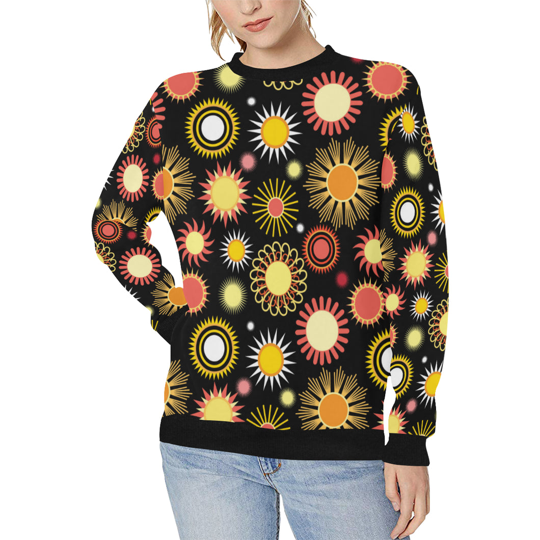 Colorful Sun Pattern Women's Crew Neck Sweatshirt