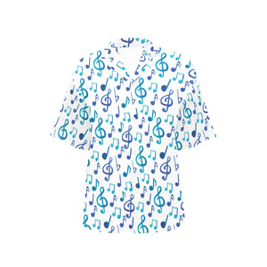 Music Notes Pattern Print Design 03 Women's All Over Print Hawaiian Shirt