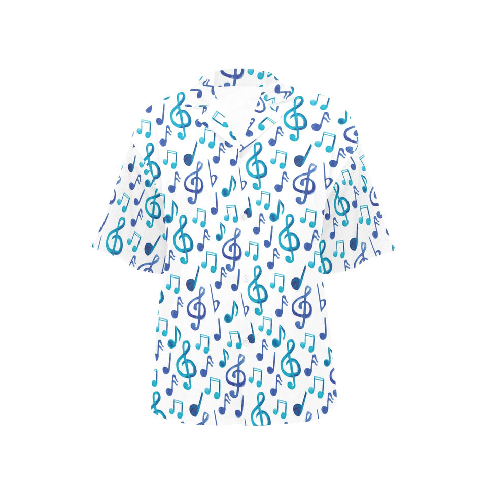 Music Notes Pattern Print Design 03 Women's All Over Print Hawaiian Shirt