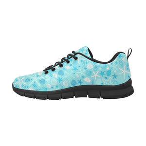 Starfish Shell Blue Theme Pattern Men's Sneakers Black