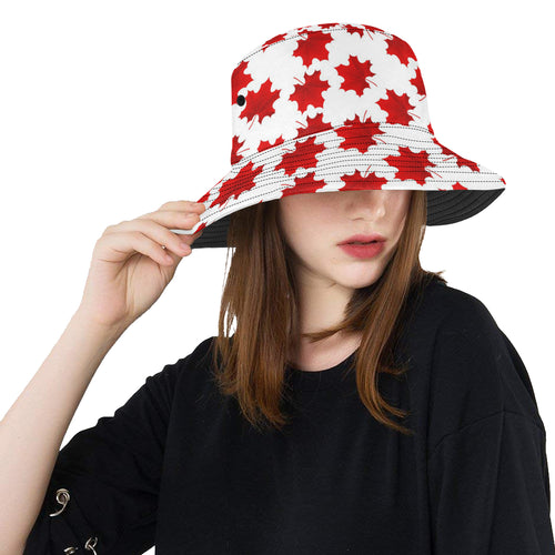 Red Maple Leaves Pattern Unisex Bucket Hat