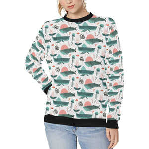 Whale Jelly Fish Pattern Women's Crew Neck Sweatshirt