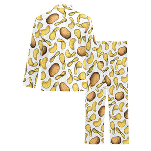 Potato Chips Pattern Print Design 01 Men's Long Pajama Set