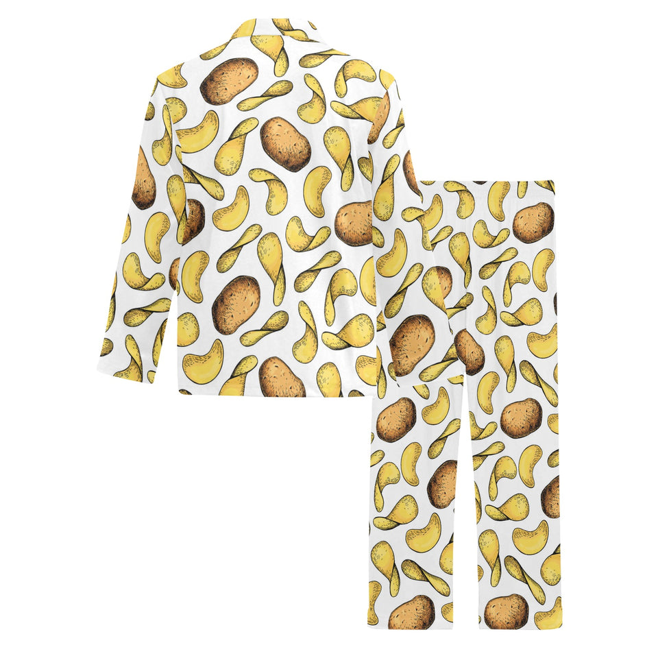 Potato Chips Pattern Print Design 01 Men's Long Pajama Set