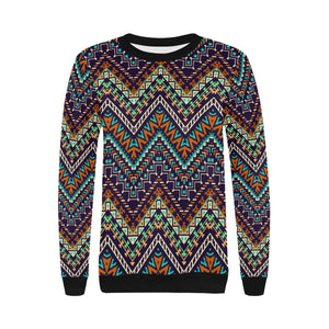 Zigzag African Afro Dashiki Adinkra Kente Women's Crew Neck Sweatshirt