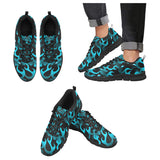 Blue Flame Fire Pattern Background Men's Sneakers Black