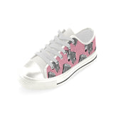 Zebra Head Pattern Women's Low Top Canvas Shoes White