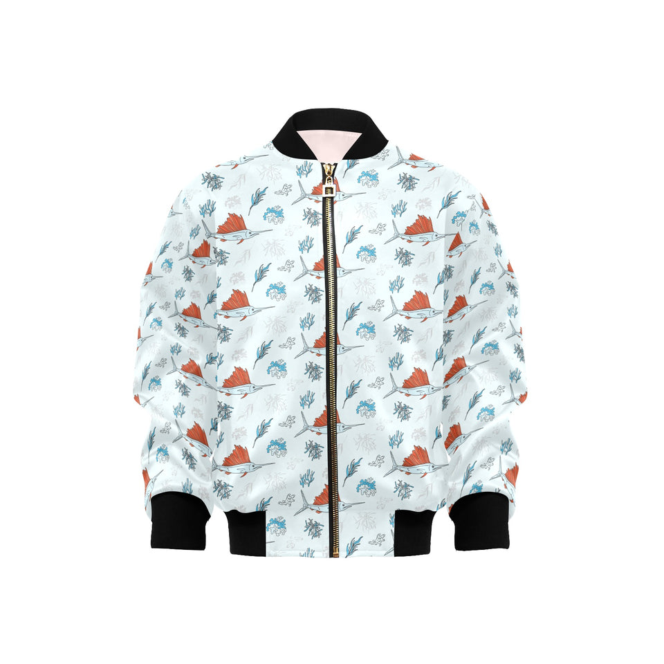 Swordfish Pattern Print Design 03 Kids' Boys' Girls' Bomber Jacket