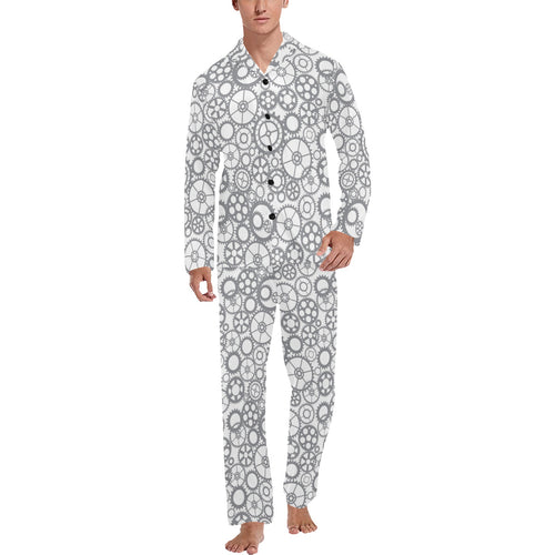 Gear Pattern Print Design 05 Men's Long Pajama Set