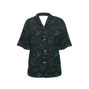 Stingray Pattern Print Design 02 Women's All Over Print Hawaiian Shirt