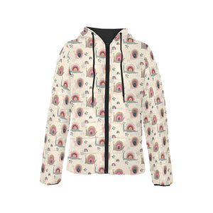 Snail Pattern Print Design 04 Women's Padded Hooded Jacket