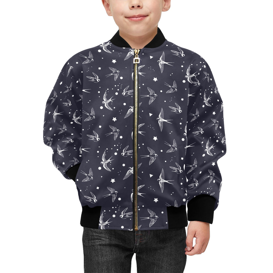 Swallow Pattern Print Design 02 Kids' Boys' Girls' Bomber Jacket