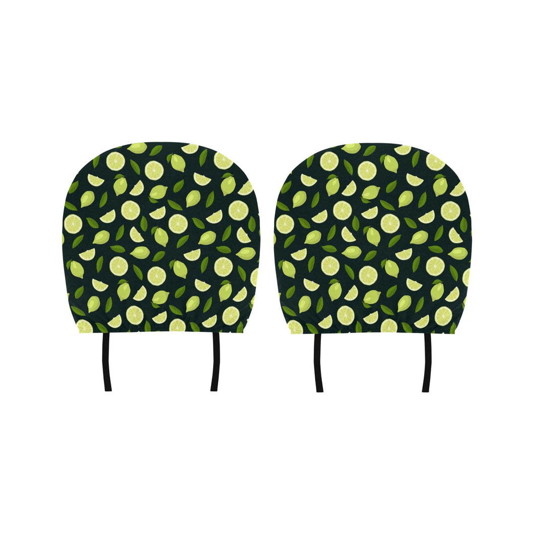 Lime Leaves Pattern Car Headrest Cover