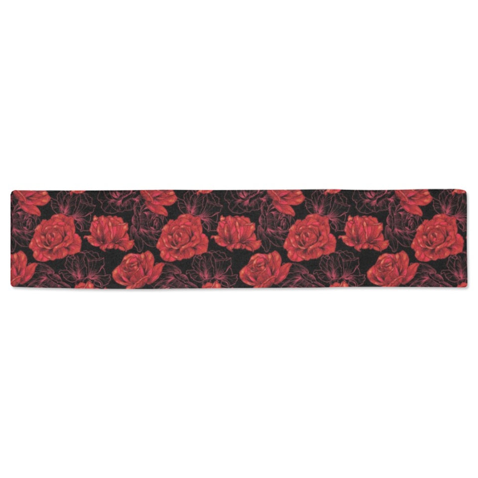 Rose Pattern Print Design 01 Table Runner