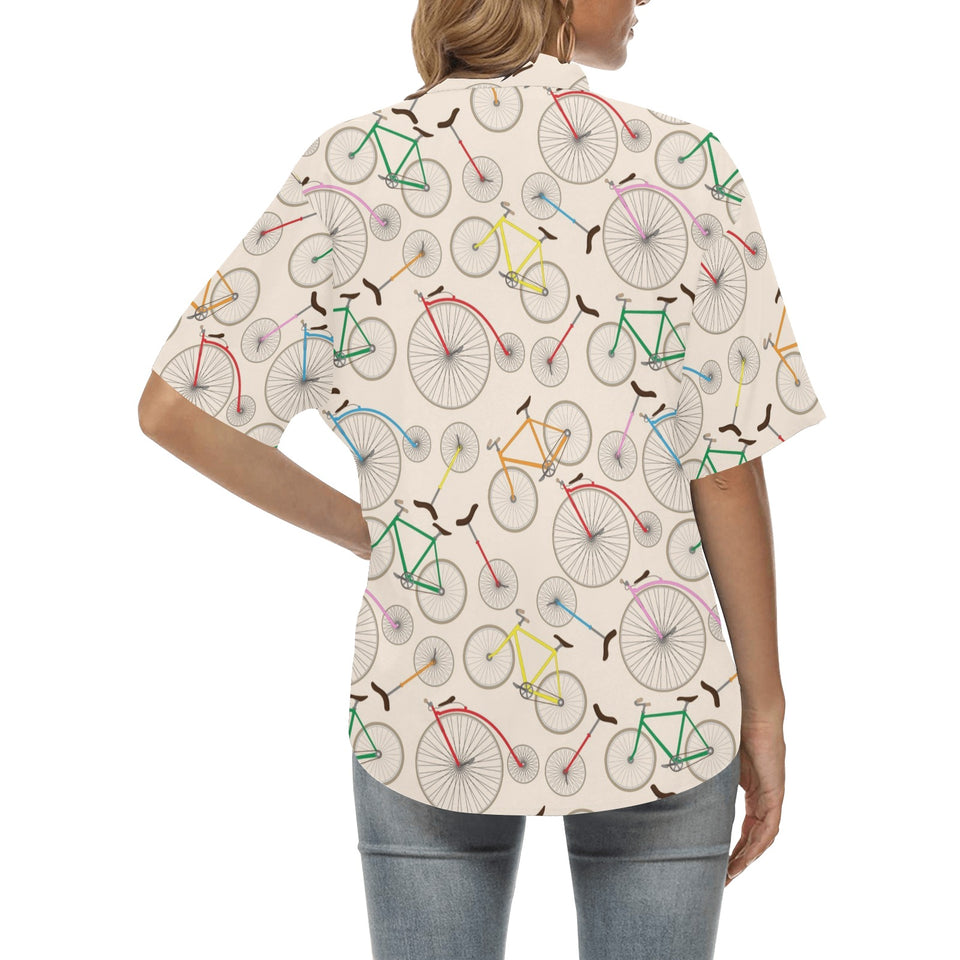 Bicycle Pattern Print Design 04 Women's All Over Print Hawaiian Shirt