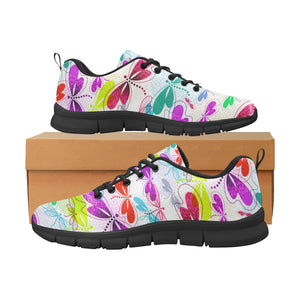 Colorful Dragonfly Pattern Men's Sneakers Black