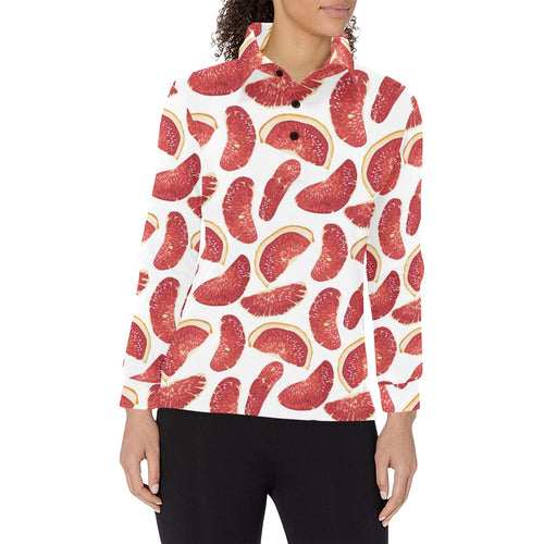 Grapefruit Pattern Women's Long Sleeve Polo Shirt