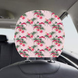 Red Pink Orchid Hibiscus Pattern Car Headrest Cover