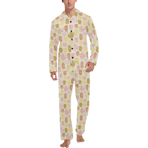 Tea pots Pattern Print Design 02 Men's Long Pajama Set