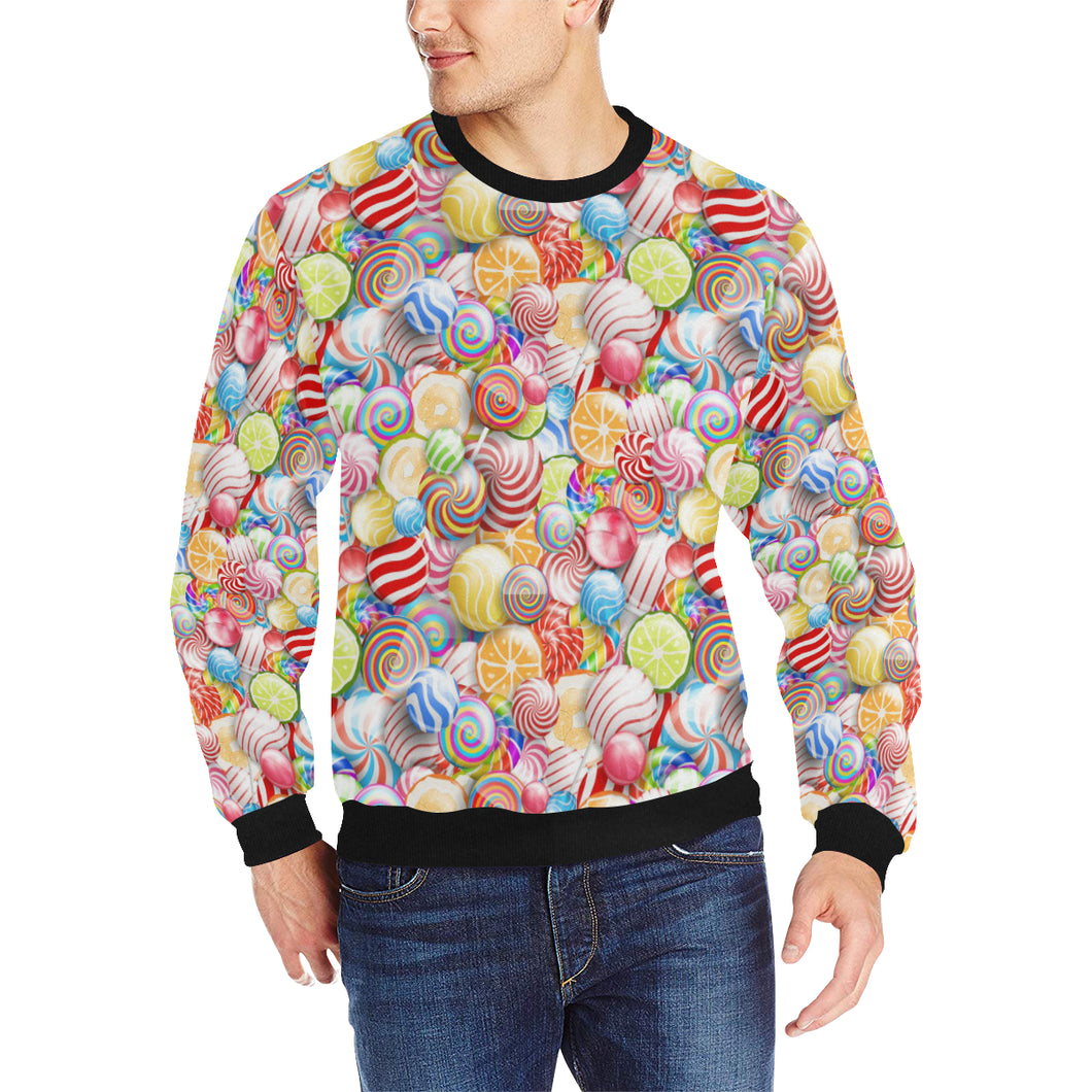 Candy Lollipop Pattern Men's Crew Neck Sweatshirt