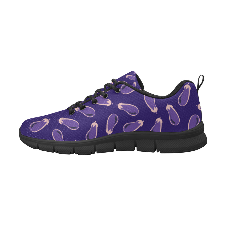 Eggplant Pattern Print Design 02 Women's Sneakers Black