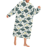 Stingray Pattern Print Design 03 Blanket Robe with Sleeves