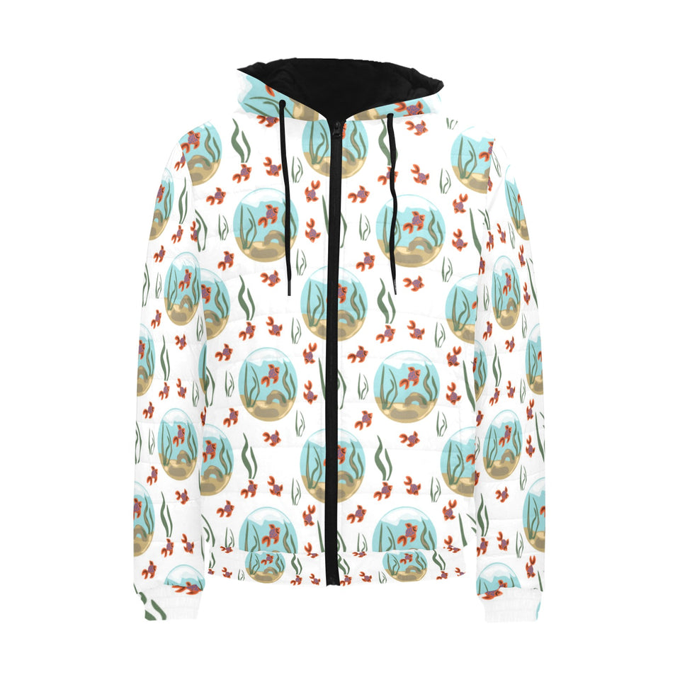 Goldfish Pattern Print Design 01 Men's Padded Hooded Jacket(ModelH42)