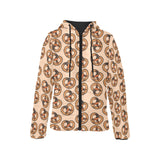 Pretzels Pattern Print Design 02 Women's Padded Hooded Jacket