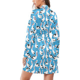 Pelican Pattern Print Design 04 Women's Long Sleeve Belted Night Robe