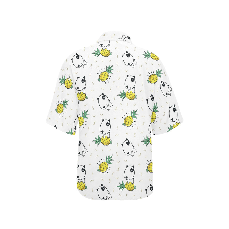 Bull Terrier Pattern Print Design 01 Women's All Over Print Hawaiian Shirt