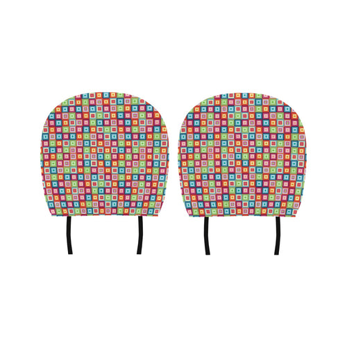 Rainbow Rectancular Pattern Car Headrest Cover