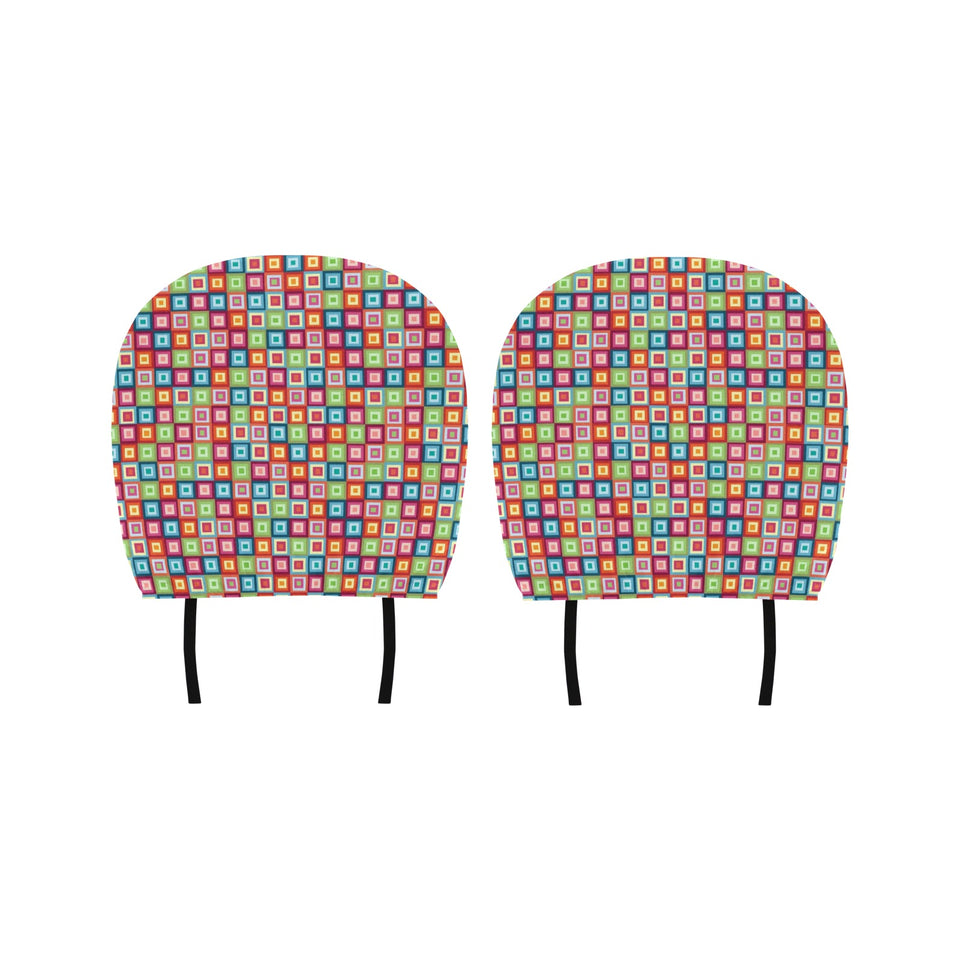 Rainbow Rectancular Pattern Car Headrest Cover