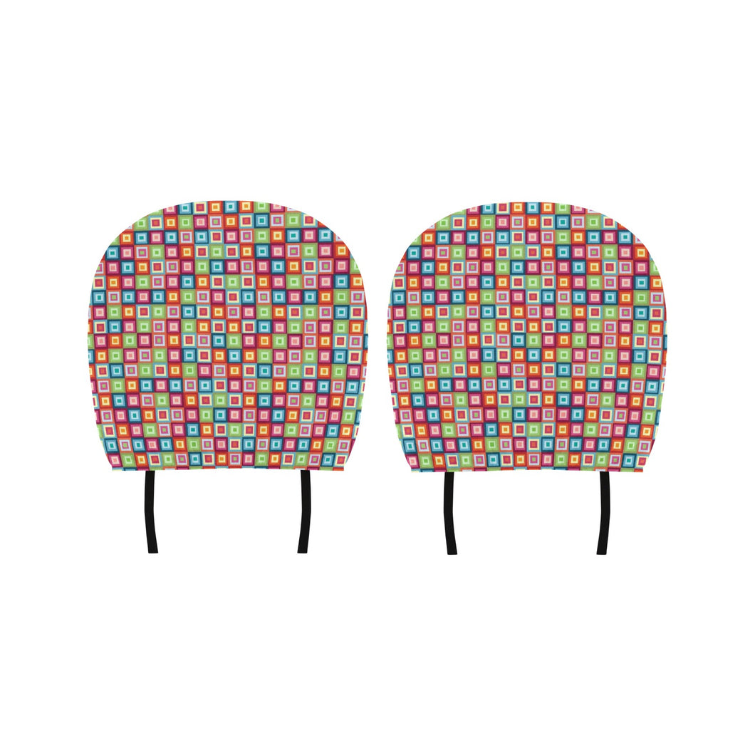 Rainbow Rectancular Pattern Car Headrest Cover