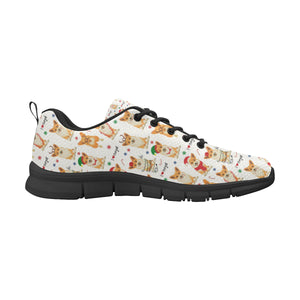 Christmas Corgi Pattern Background Men's Sneakers Black