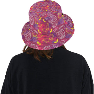 Pink Chameleon Lizard Butterfly Pattern Unisex Bucket Hat