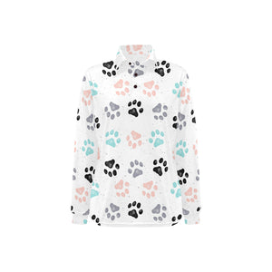 Dog Paws Pattern Print Design 02 Women's Long Sleeve Polo Shirt