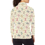 Teddy Bear Pattern Print Design 05 Women's Long Sleeve Polo Shirt