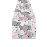 Hippopotamus Pattern Print Design 03 Table Runner