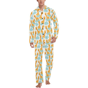 Giraffe Pattern Print Design 05 Men's Long Pajama Set