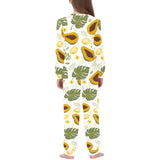 Papaya Leaves Flower Pattern Kids' Boys' Girls' All Over Print Pajama Set