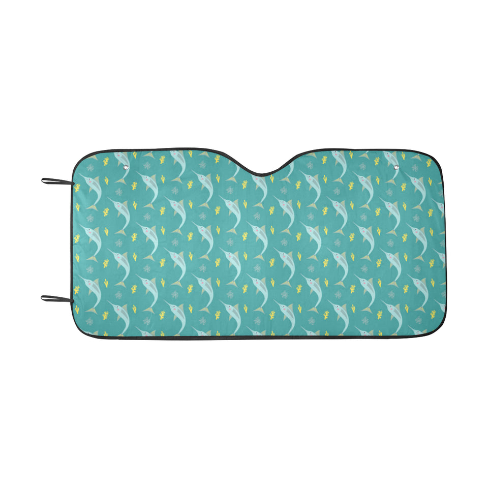 Swordfish Pattern Print Design 04 Car Sun Shade