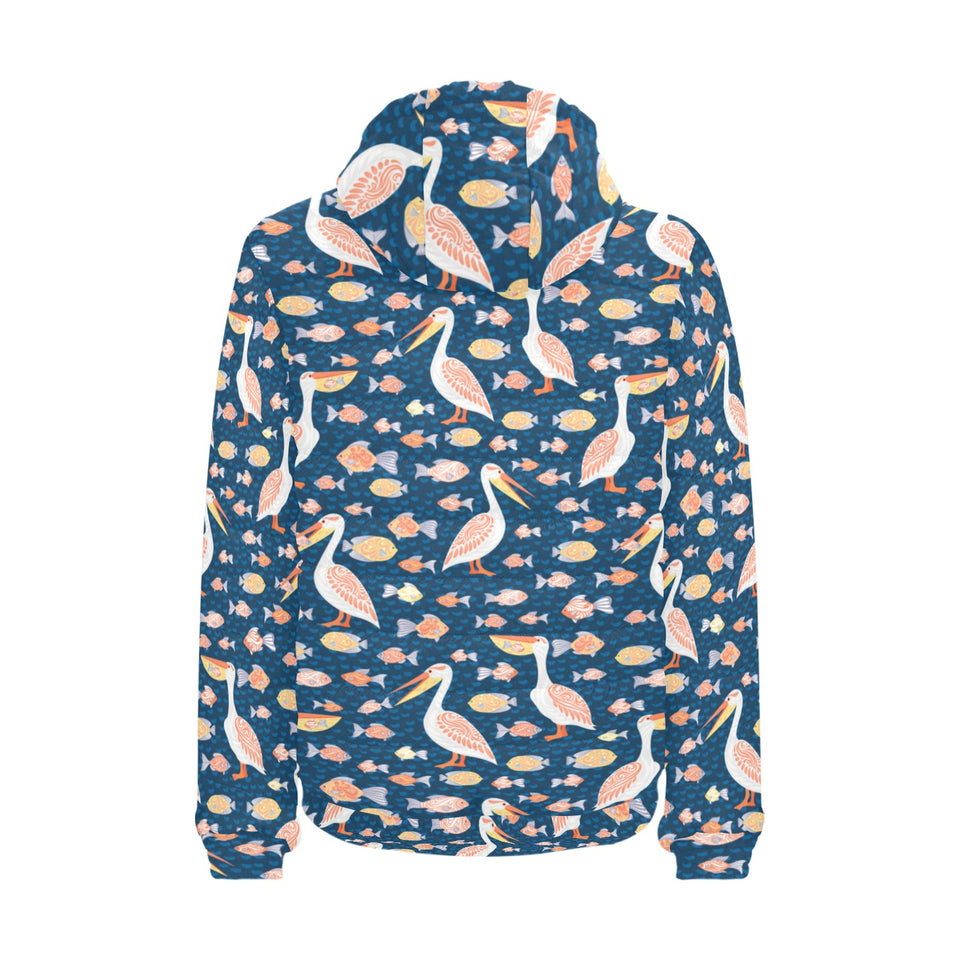 Pelican Pattern Print Design 01 Men's Padded Hooded Jacket(ModelH42)