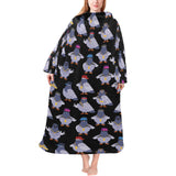 Pigeon Pattern Print Design 04 Blanket Robe with Sleeves