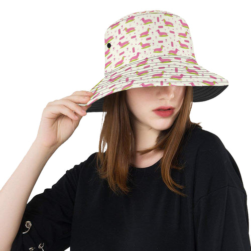 Pink Dachshund Pattern Unisex Bucket Hat