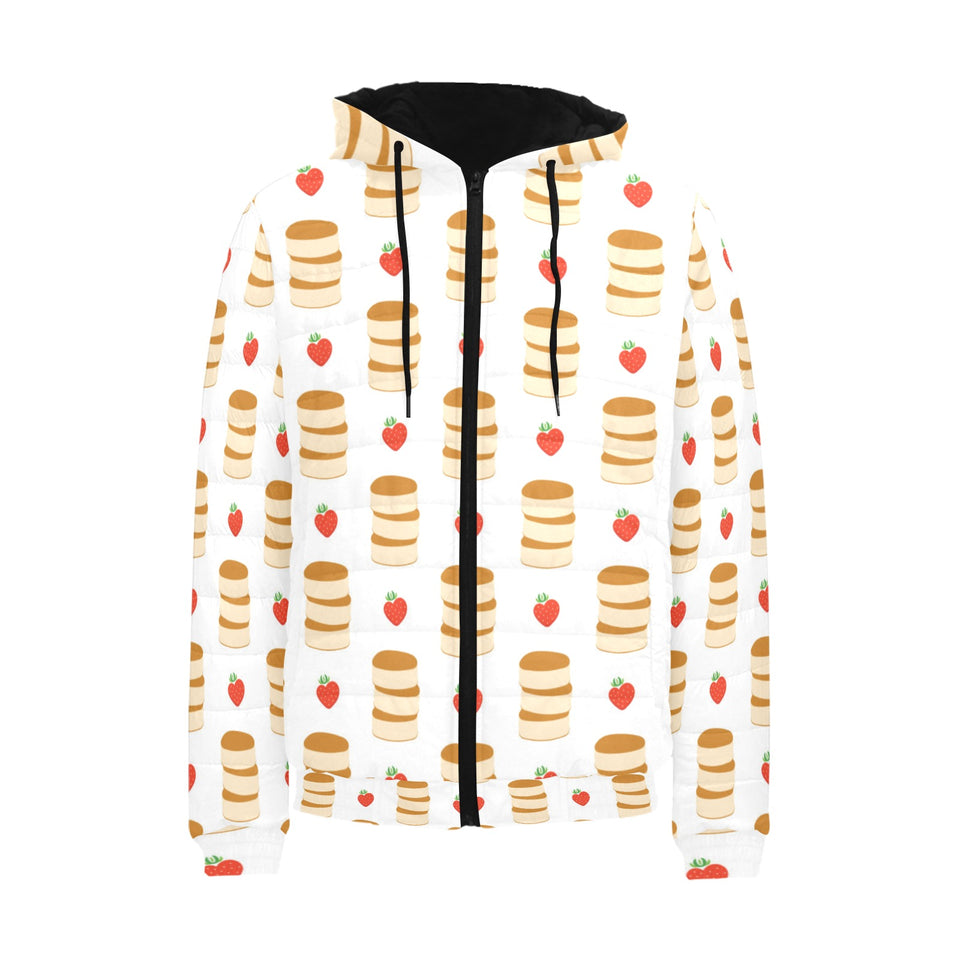 Pancake Pattern Print Design 02 Men's Padded Hooded Jacket(ModelH42)